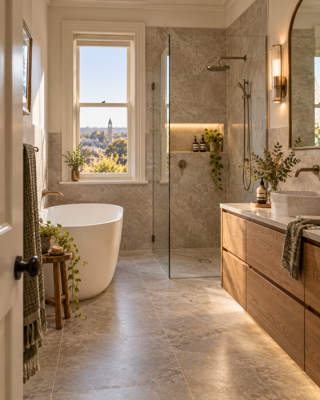 Warm premium bathroom renovation