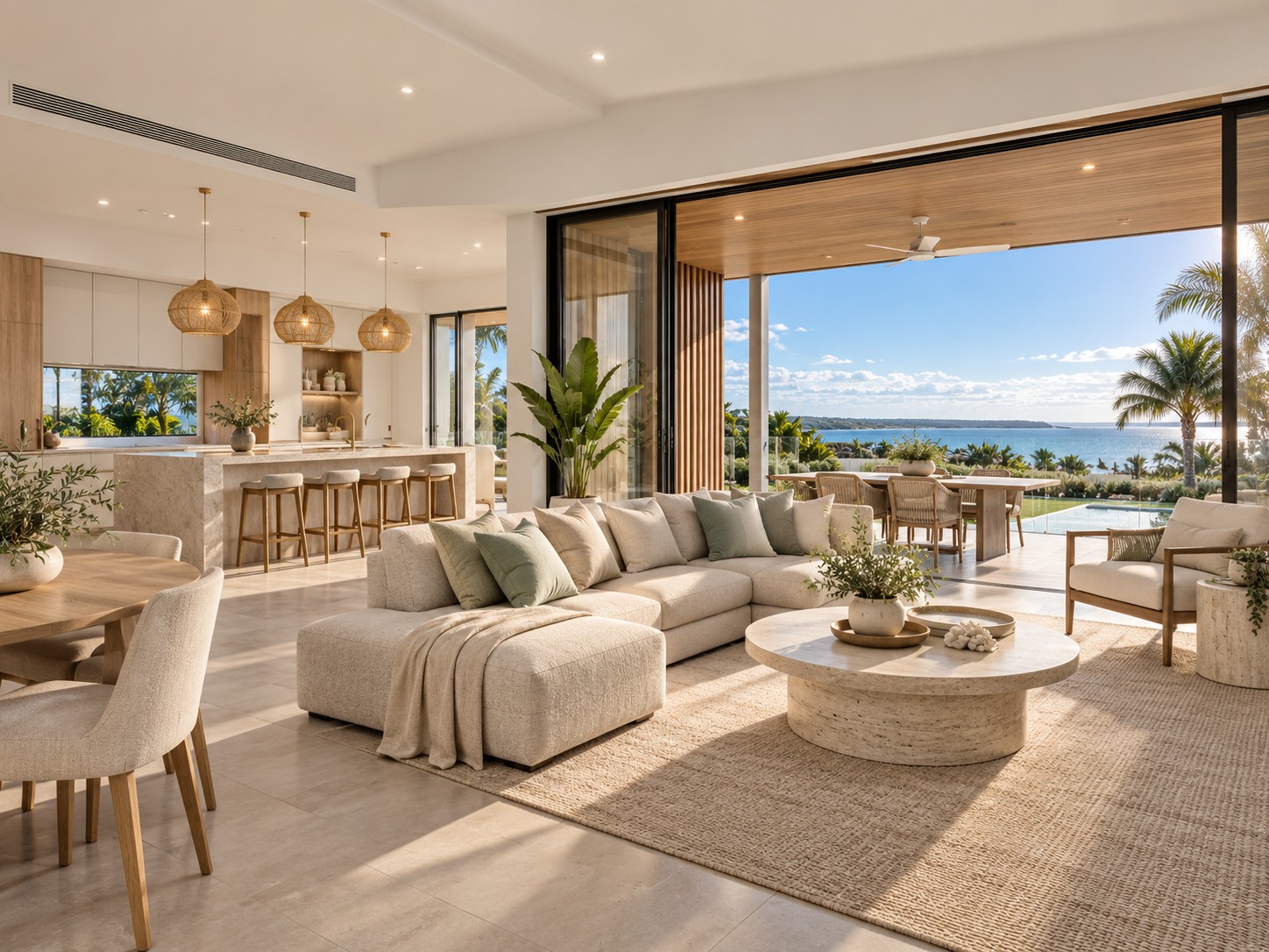 Open-plan luxury living room