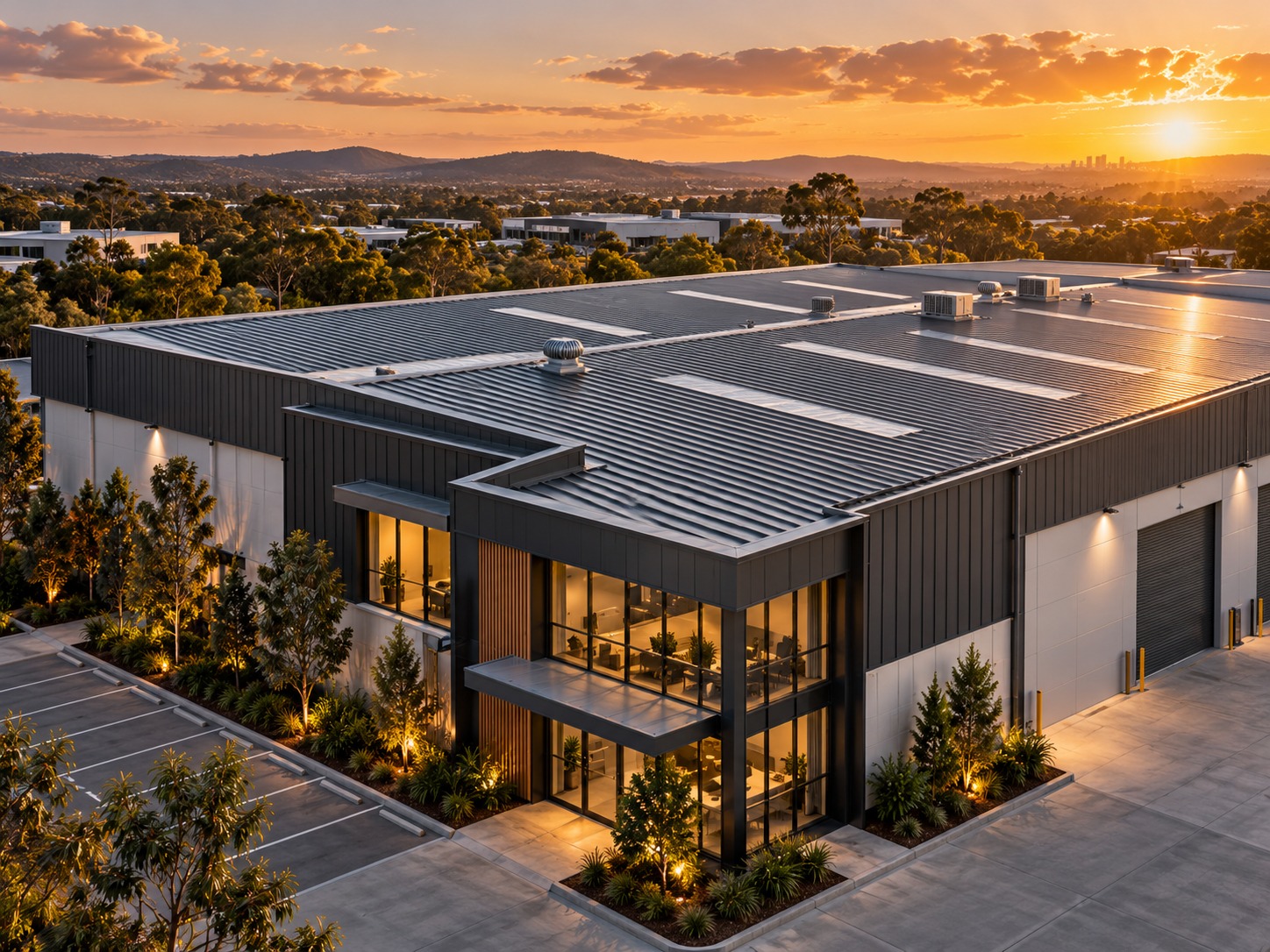Modern commercial metal roofing project