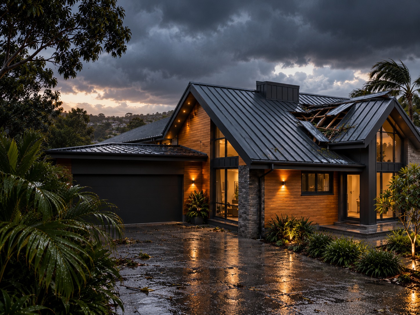 Queensland home with storm roof damage