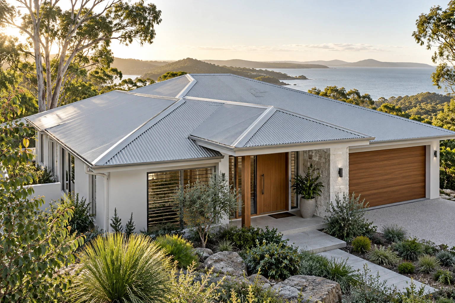 Illustrative contemporary Queensland home with a metal roof