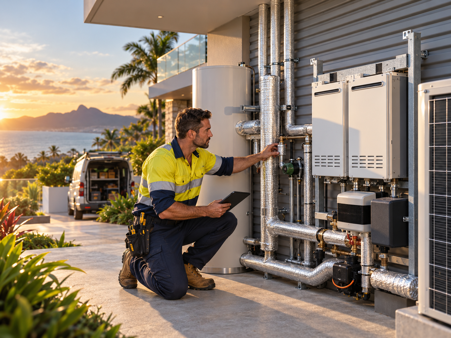 Premium hot water installation at a coastal home