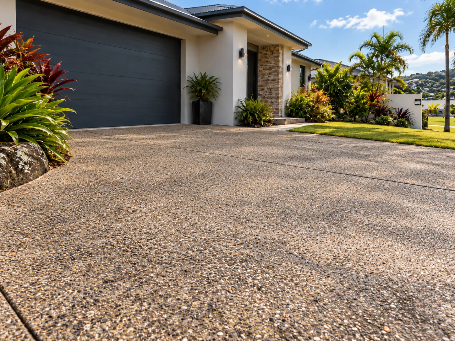 After pressure cleaning restored driveway