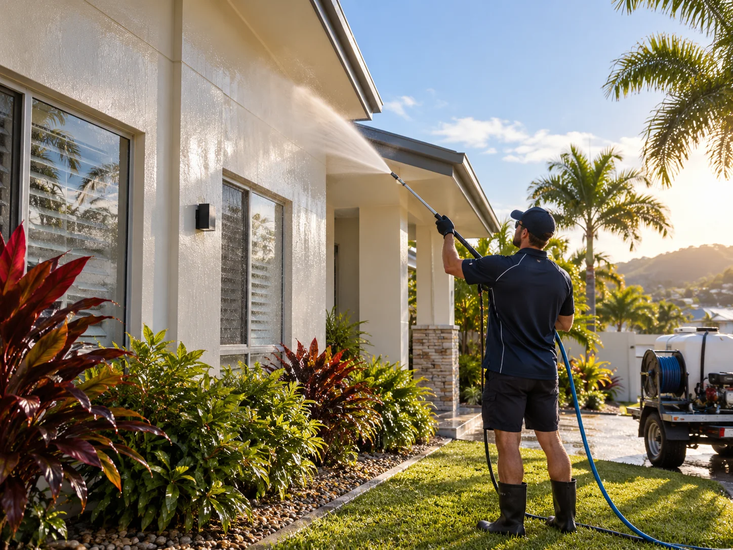 House exterior soft washing